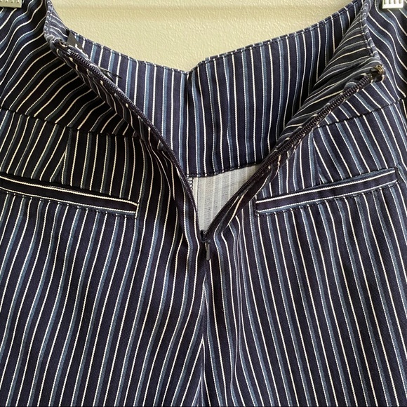 PAIGE Navy Blue Paradise Charisma Stripe Wide Leg Pants - Picture 12 of 16